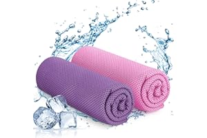 KAYMAN Paquete de 2 Toallas refrescantes de Yoga, Microfibra Suave y Transpirable, Elimina el Sudor y se Seca rápidamente, Ideal para Yoga, Gimnasio, Golf, Correr, Entrenamientos y Senderismo, fácil