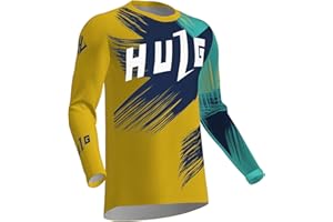 HULG Męskie koszulki rowerowe MTB, lekkie materiały MX MTB, oddychający materiał, rower górski z długim rękawem oddychająca wygodna miękka odprowadzająca wilgoć koszulka rowerowa