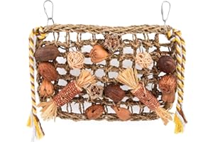 Onebarleycorn Wellensittich Spielzeug, Papagei Kauspielzeug Vogelspielzeug Natürliches Sicheres Holz Block Schaukel zum Kauen für Alle Papageien & Vogel