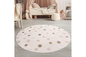 TT Home Tapis pour Enfants Tapis de Chambre d'enfant Rond Tapis de Jeu Motif Montagnes Effet 3D Doux Style Moderne Moelleux, Dimension:160 cm Rond