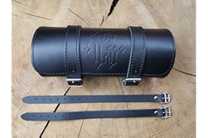 Toolbox 13 Thirteen by Orletanos Tool Roller Compatible with Harley Davidson Chopper Travel Case Leather Wheel Tool Roll Hot Rod HD Case Sissybar Luggage Roll Motorcycle Case Black