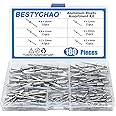 BESTYCHAO 180pcs 6 Sizes Aluminum Blind Rivets, Pop Rivets Assortment Kit (Silver)