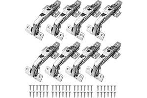 Kamtop 8 Pack Kitchen Cabinet Hinges, 165 Degree Full Overlay Quiet Soft Close Cupboard Hinges Kit, 35mm Hydraulic Wardrobe Units Door Hinges Concealed Dampers for Furniture Repair with Screws