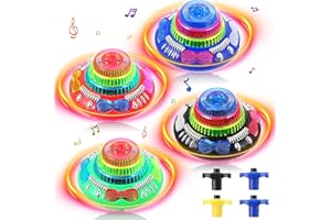 AONUILY Light Up Spinning Top,4 Pcs Flashing Spinning Top Gyroscope Toy with Lights and Music for Kids Toddlers