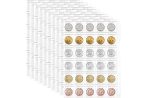 JESUSTREE Pagine di Raccolta di Monete, 10 Fogli 30 Tasche Inserti per Portamonete Standard a 9 Fori per Raccolta di Monete, Collezionisti, Raccolta Album Libro, Porta Monete