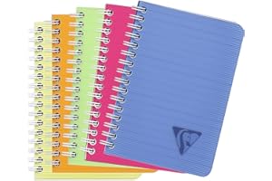 Clairefontaine 328526C collezione Linicolor fresco Taccuino a Spirale - 9x14 cm - 100 pagine a righe - Carta Bianca 90g - copertina in polipropilene trasparente - colore casuale