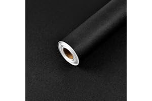 Amaowdc Self Adhesive Wallpaper Black Peel and Stick Wallpaper Vinyl Wrap for Furniture Sticky Back Plastic Matt Waterproof Removable Paper for Living Room Bedroom Wall 44.5cmx10m