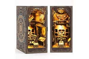 CRIOLPO DIY Book Nook Kit, Maison de poupée Miniature en Bois avec Meubles et lumière LED, Puzzle 3D en Bois, Serre-Livres d'art, Kit de Construction pour Les Personnes de Plus de 14 Ans