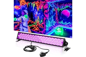 Anpro 72W UV Black Light Bar, 48 LED USB Blacklight with Fluorescent Tapes, 4.5ft Adjustable Black Light Bar for Fluorescent Poster Glow Party Body Paint, Halloween Decorations, Cabinet