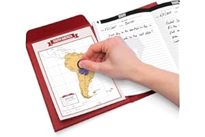 Luckies of London Original Travel Journal - Journal de voyage - Décor de voyage - Carnet d'affiche à gratter - Contient 8 pages à gratter avec les pays, les villes et les États - Grand cadeau de voyage - Rouge