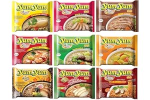 Yum Yum Nudeln | Thailändische | Instantnudeln | Mixkarton | Pack (60x60g) | 9 Geschmacksrichtungen (Huhn, Ente, Rind, Shrimp, Gemüse, Curry, Japanese , Sriracha, Grilled Chicken)