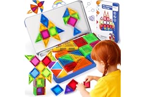 Vautvis Construction Magnetique Enfant, 53 PCS Bloc de Construction Magnétique, Jeu de Aimantés, Jeux de Construction Magnétique, Briques Magnétiques de Construction pour Enfant 3-8 (53 PCS)