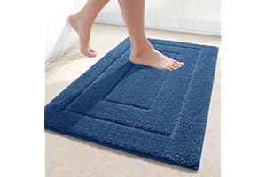 Homaxy Antypoślizgowy dywanik łazienkowy z mikrofibry, nadaje się do prania, miękki, pochłaniający wodę, dywanik łazienkowy do łazienki, 40 x 60 cm, niebieski (marine)