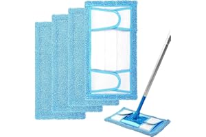 ZELTAUTO Reusable Mop Pads for Flash Speedmop Heavy Duty Microfibre Wet Dry Cleaning Mop Pad Machine Washable Up to 100x (4 Pack)