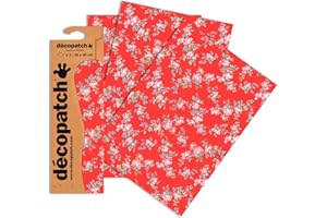 DECOPATCH Décopatch C658O - Une pochette de 3 feuilles de papier imprimé 30x40 cm, Petites fleurs Tangram