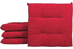 Il Gruppone Passione Casa Set 4/6 Cuscini Sedia Cucina Effetto Lino Lacci Cuscino 4 Punti Comodi Prodotto Italiano 40 x 40 in Cotone Imbottiti Spessore 6 Cm Lavorati a Mano - Bordeaux - 4 Pezzi