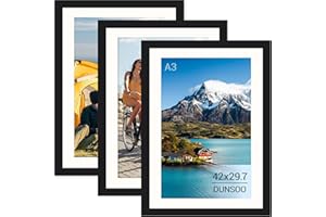 DUNSOO 3 Pack A3 Picture Frame, A3 Black Photo Frames 29,7 X 42 cm for Wall Mounting