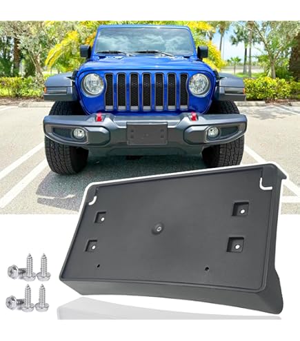 Wocch Front License Plate Frame Front Bumper License Plate Holder Mounting Bracket Cover For Jeep Wrangler JL JLU Gladiator JT 2018-2024 (for Plastic Bumper ONLY) Replace # 68293738AA