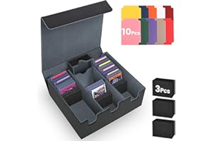 TTAWIFT Sammelkarten-Aufbewahrungsbox für 1800+ Karten, Premium Magnetische Trading Card Storage Box für TCG Karten und PTCG Sports Karten, PU Leder Karten Deck-Box mit 10 Kartenteilern(Schwarz)