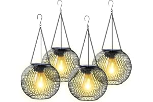 KagoLing Farolillos Solares Exterior, Farolas Solares Exterior Colgantes 4 Piezas IP65 Impermeable Lamparas Solares Exterior de Metal Decorativa para Jardin, Acampar, Jardín, Terraza, Porch