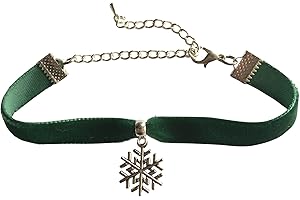 dunns-jewels 10mm Velvet Choker in Green with a 20mm Snowflake Charm