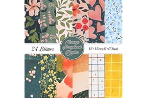 NPCSWXQ 24 Blatt Florales motivpapier Scrapbook Papier 15 x15cm Decorative Craft Paper Scrapbook bastelpapier für Karte Herstellung Scrapbook Fotoalbum Notizbuch Journaling Papier Supplies DIY Dekorpapier