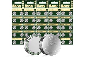 BONAI LR44 1,5V knappceller AG13 knappbatterier utan kvicksilver alkaliska batterier-50 stycken (357/357A/L1154/A76/GPA76)