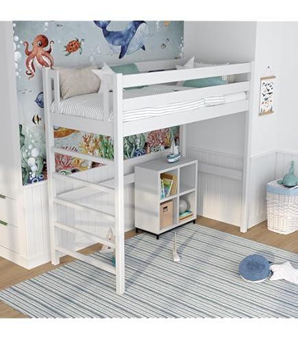 Letto A Soppalco ECO Comfort 90x190 - In Pino Massiccio, Bianco, Con Doghe - Foto 10