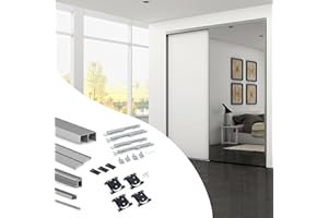 EMUCA - Sistema corredero para Armario de 2 Puertas con Perfil Tirador Sharp, Espesor 16 mm, Cierre Suave, tableros no incluidos, Anodizado Mate