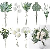 55Pcs Realistic Artificial Eucalyptus Flowers Artificial Flowers with Artificial Branches for Vase Decorative Branches White