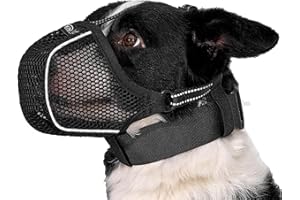 Arblina Hund Maulkorb, Weiches Netz Atmungsaktiv Maulkorb für Kleine, Mittlere, Große Hunde, Anti-Rutsch Verstellbar Maulkörbe mit DREI Riemen & Licht-Reflektierende Einfädeln, Schwarz, S