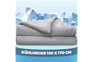‎PASPER Pasper Kühldecke 130 x 170 cm einzelne Decke- sommerdecke selbstkühlend - Q-max < 0.43 - Kuscheldecke Grau - dünne Decke - für Menschen, Kinder, Babys und Haustiere