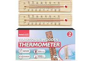SOL 2pk Traditional Wooden Thermometer – Indoor & Outdoor Wall Temperature Gauge for Home, Garden, Greenhouse, Nursery, Office or Patio – Accurate Wooden Thermometers for Room & Outdoor Monitoring