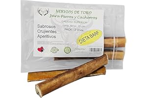 ARTISAN GIFT CO Nervio de Toro para Perros – Snack Natural Deshidratado, Apto para Dieta Barf - Long. Aprox 15 cm - Pack 2 unds