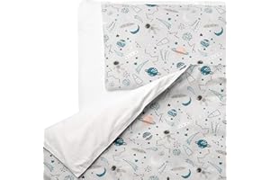 FlyIdeas Juego de Ropa de Cama para Bebés 2 Piezas, Funda Nordica 120x150 cm y Funda de Almohada 40x60 cm 100% Algodon Certificado, Hecho in EU