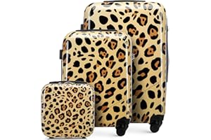 WITTCHEN Young Collection Luggage Set of 3 Suitcases ABS with Polycarbonate Coating Combination Lock Retractable Handle Size (S+M+Cosmetic case) Beige-Brown