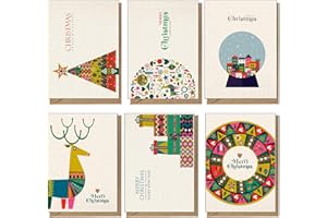 THE LAZY PANDA CARD COMPANY Lot de 48 cartes de Noël recyclées, respectueuses de l'environnement, de style scandinave