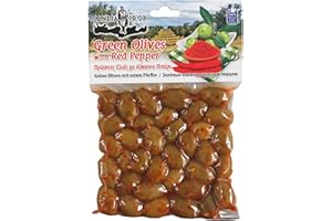 Candia Crop Greek Green Olives Marinated with Red Pepper, Pack of 5 x 200g (Total: 1 kg)