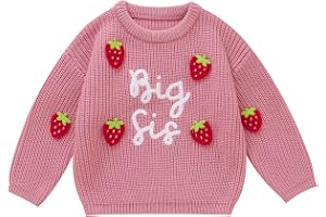 Winmany Baby flicka stickad tröja småbarn jordgubbe storssyster tryck pullover sweatshirt höst vinter långärmad varm jumper t