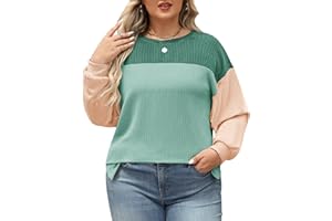 heekpek Sudaderas Mujer sin Capucha Invierno Redondo Sudaderas Tallas Grandes Bloque de Color Camisetas de Manga Larga Sudadera Oversize Pullover Sweatshirt Tops