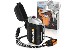 lafagiet USB Rechargeable Lighter, Waterproof Dual Arc Lighters for Camping Hiking Outdoor Survival Kits (F13-Black)