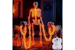 Joomer Halloween Decorations Lights,Battery Operated 3M 160 LED Chain String Lights Outdoor Halloween Waterproof with 8 Modes&Timer Indoor Outside Party Garden Window Porch Fence,Orange