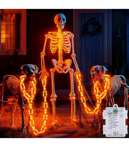 DIYDEC 165cm Gruselskelett Mit Hund - Bewegliche Halloween-Deko Für Garten & Party