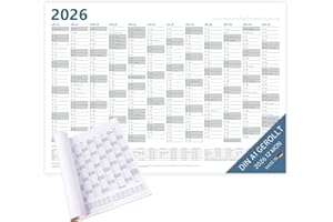 ‎PUK KRÄMMER GMBH PuK Krämmer GmbH XXL Wandkalender 2026 A1 GEROLLT | 12 Monate mit Ferien und Feiertage | 84,1 x 59,4 cm DIN A1 quer Jahresplaner | Kalender 2026 groß, Jahreskalender, Wandplaner