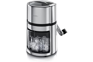 ‎ARENDO Arendo - Ice Crusher Edelstahl 1,1 L manuell – Eiszerkleinerer – Eiscrusher zum Kühlen und Frischhalten – stromloser Betrieb, überall verwendbar – Auffangbehälter einfach entnehmbar – Chromoptik