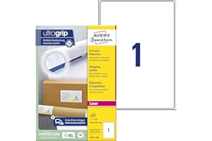 Avery Zweckform Lot de 100 feuilles d'étiquettes d'expédition blanches opaques 199,6 x 289,1 mm L7167