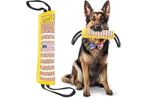 YES4QUALITY Dog Bite Tug Toy - 30x8 cm, Yellow - Durable Pull Toy with 2 Strong Handles - Tough Jute Bite Pillow for Medium to Large Dogs - Ideal for Tug of War, Fetch, K9, Puppy Training & Play