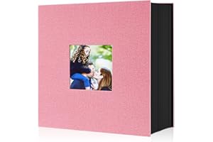 Lanpn Fotoalbum 10x15 1000, Extra Großes XXL Leinen Einstecken Einsteckalbum für Hoch und Querformat Fotos Bilder Rosa