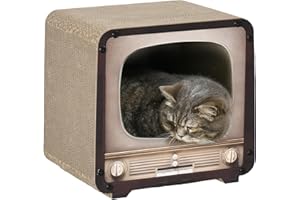 PawHut TV Shape Cat Scratching Board with Catnip, for Indoor Cats, Brown