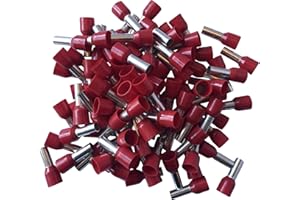 GTSE 100 pcs Red Single Entry 1.0mm² Bootlace Ferrule Connector Insulated Cord Pin End Terminals